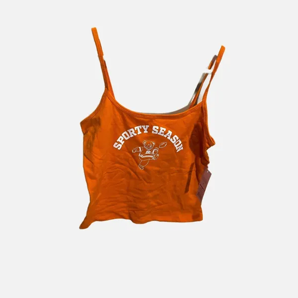 Wild Fable Sporty Season Orange Cami Tank Top Bear‎ Graphic Small NWT Retro - Image 3