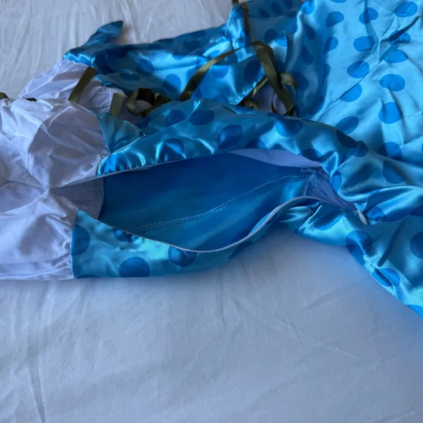 ✨💙 Fairycore Princess Mini Dress – Blue Polka Dot Satin + Tulle 💙✨ - Image 9