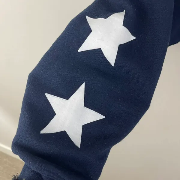 Navy Blue Kappa Star Cropped Long Sleeve Pullover Sweatshirt - Image 4