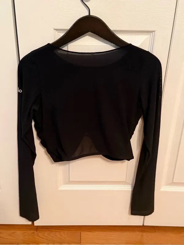 Alo Yoga Mesh Sheer Illusion Long Sleeve in Black - Image 3