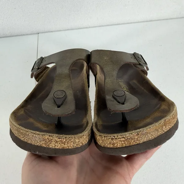 Birkenstock Gizeh 37 US 6 Sandals Metallic Bronze‎ Birko-Flor Thong Women's - Image 11