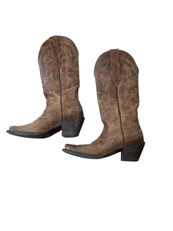 Ariat Women's Snip Toe Cowboy Boots - Distressed Brown Leather - Size 6B‎ - Image 5
