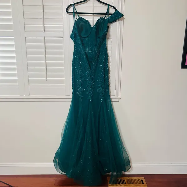 Emerald Green Pageant Prom Gown - Image 5