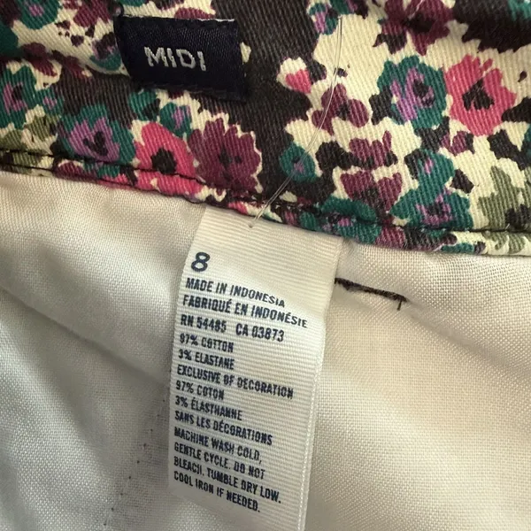 American Eagle Midi Stretch Denim Short Shorts Size 8 Floral Zip Button Cotton - Image 4