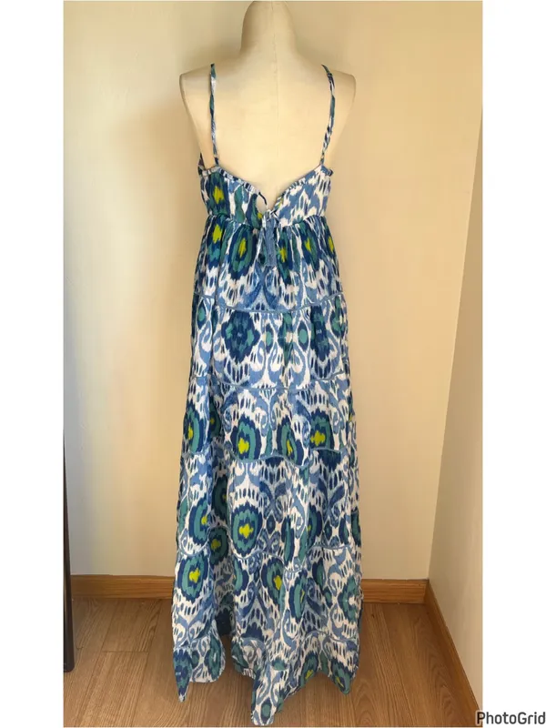 Anthropologie Ro’s Garden Florida Blue Ikat Maxi Dress - Image 3