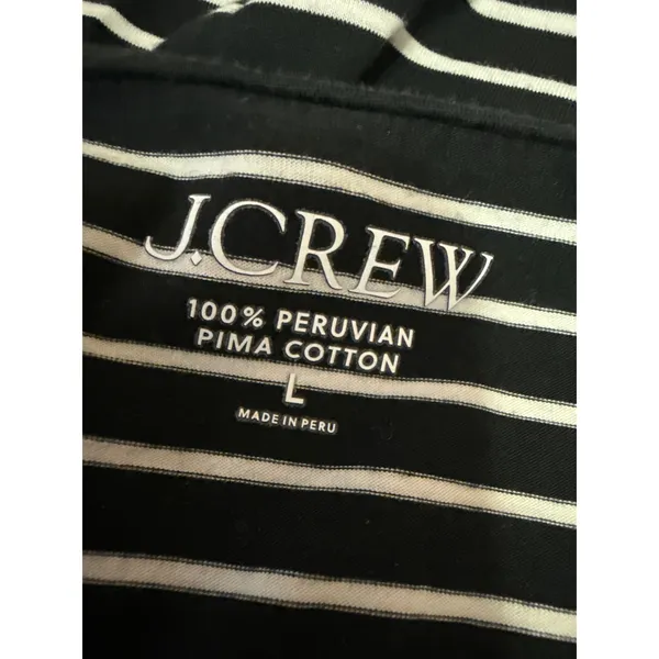 J.Crew Women's Black Striped Knit Boat Neck Long Sleeve Pullover Sweater Top L - Image 3