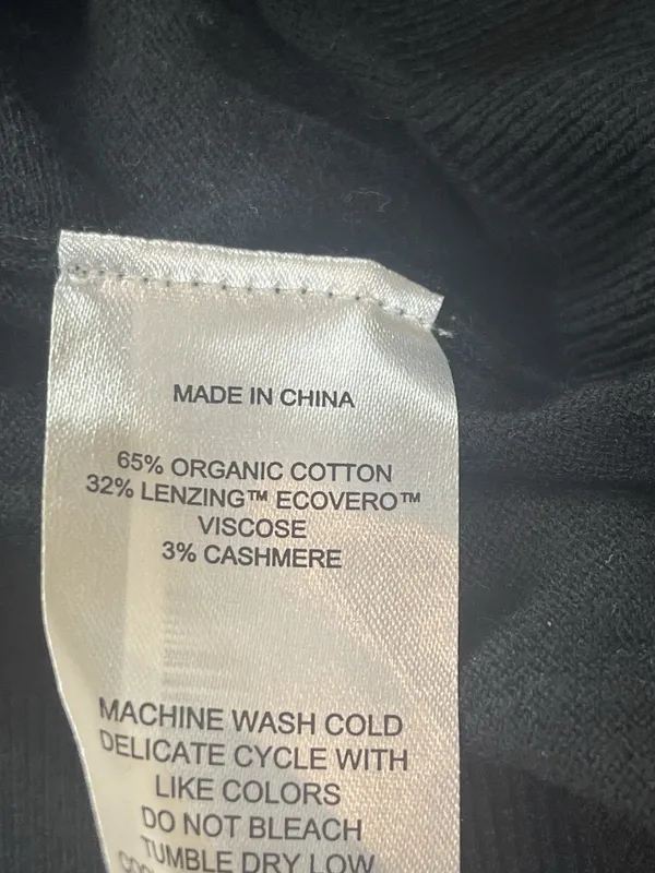 Quince Black Crewneck Sweater Cotton Cashmere Blend Pullover Soft Minimalist L - Image 5