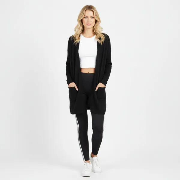 Gymshark Women's Black Knit Oversized Open Front Sweater M - Image 6