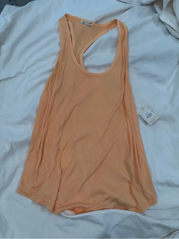 Free People Movement Peach Orange Ribbed Racerback Tank Top Size S NWT - Image 2