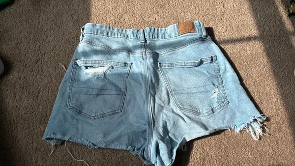 High-Rise American Eagle Ripped Jean Shorts - Image 3