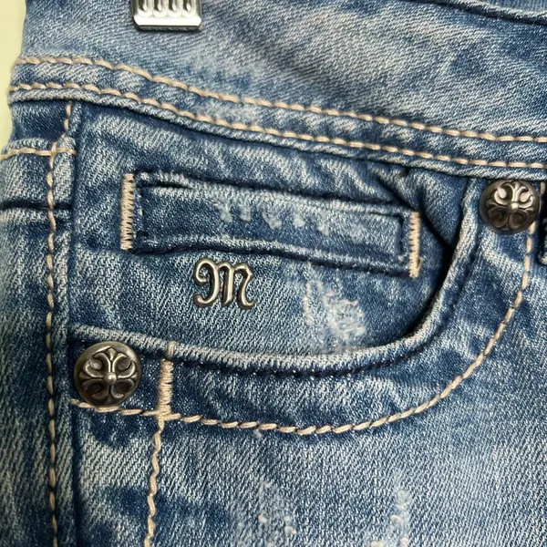Miss Me Womens Bootcut Low Rise Distressed Jeans 29 Fleur De Lis Jean Y2K - Image 12