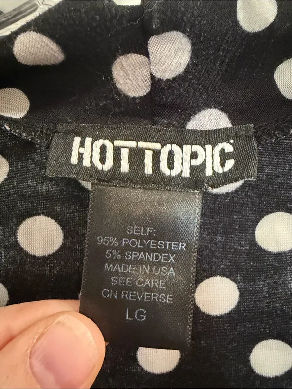Hot Topic Black and White Polka Dot Short Sleeve Top Size LG - Image 2