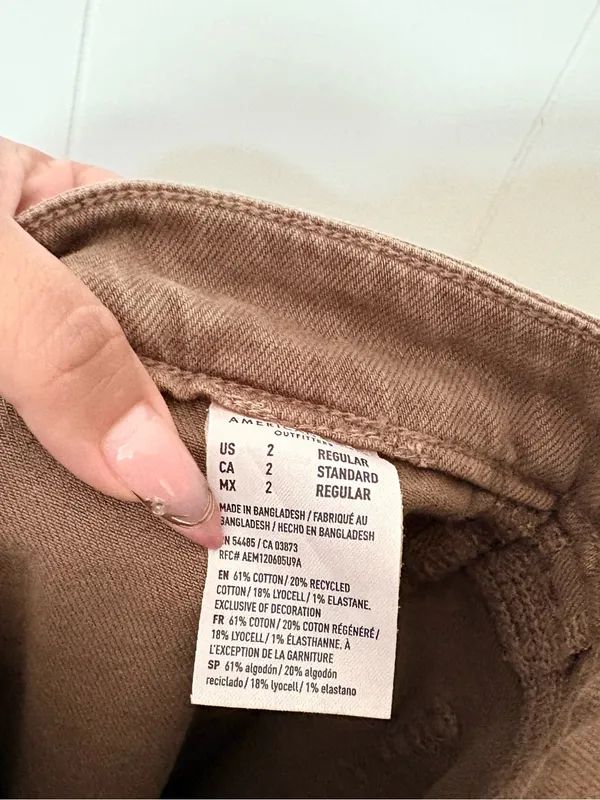American Eagle Super High Rise Baggy Wide Leg Jeans Brown Size 2 Stretch - Image 8