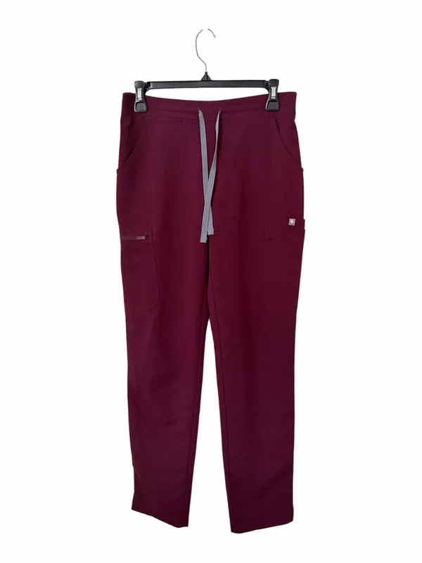 Figs Yola FIONx Elastic Waistband Scrub Pants Size Extra Small Burgundy - Image 2
