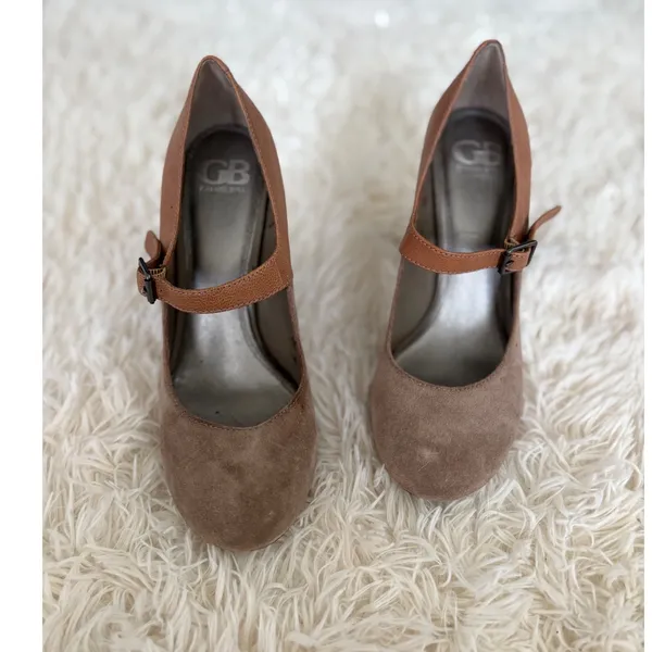 Gianni Bini Brown‎ Suede Leather Block Heel Mary Jane Pumps Size 8.5M - Image 2