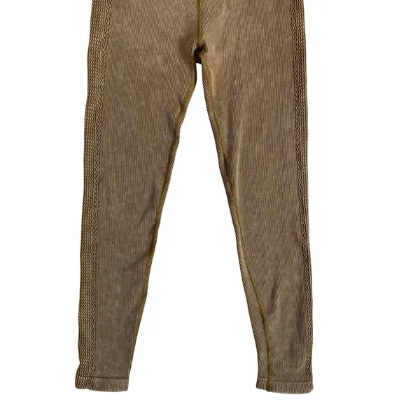 OFFLINE by Aerie Ribbed Seamless Leggings Tan‎ Acid Wash High Waisted Womens M - Image 7