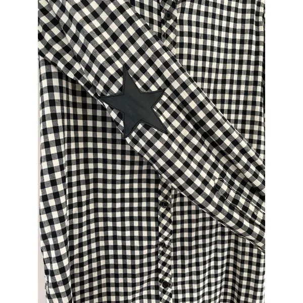 Maison Scotch Black & White Gingham Plaid Button Front Dress size Medium - Image 6