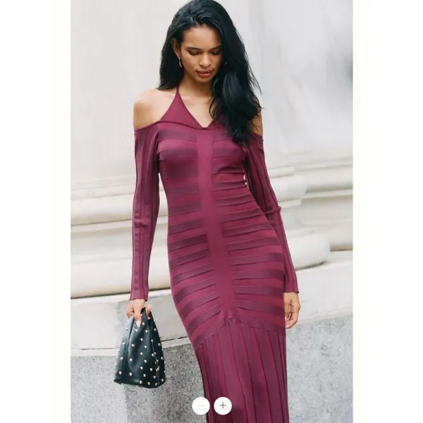 Anthropologie Cold-Shoulder Knit Maxi Dress - Image 3