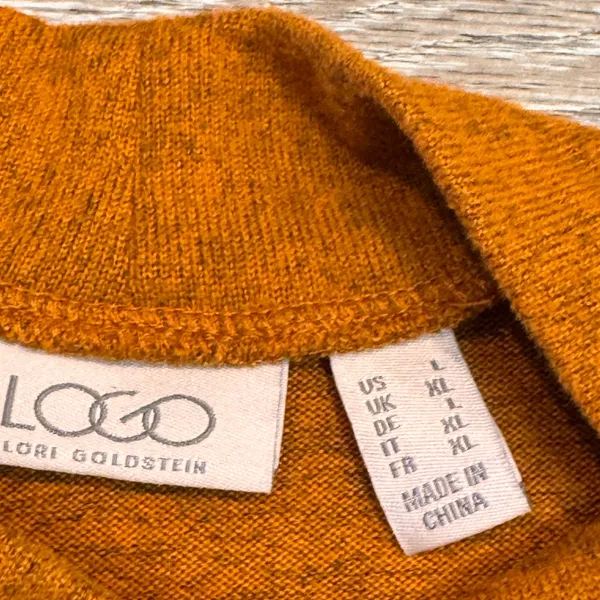 LOGO Lori Goldstein Orange Mock Neck Large L A-Line Tunic Top‎ Shirt - Image 4
