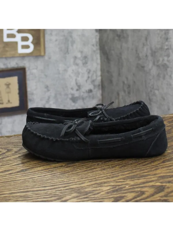 NEW Auden Women's Suede Faux Fur Lined Slippers Black 7M - Image 7