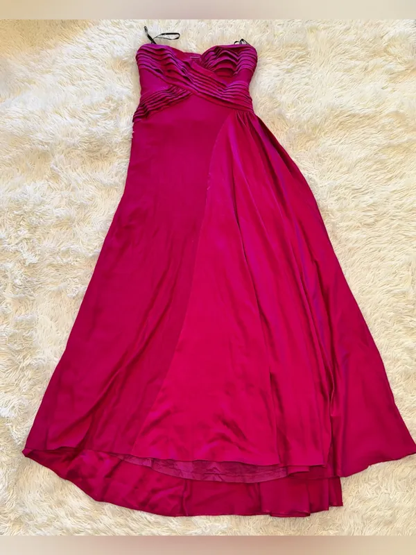 NEW Tadashi Shoji Cassera Strapless New Fuchsia Pink Draped Strapless Gown Sz 2 - Image 6