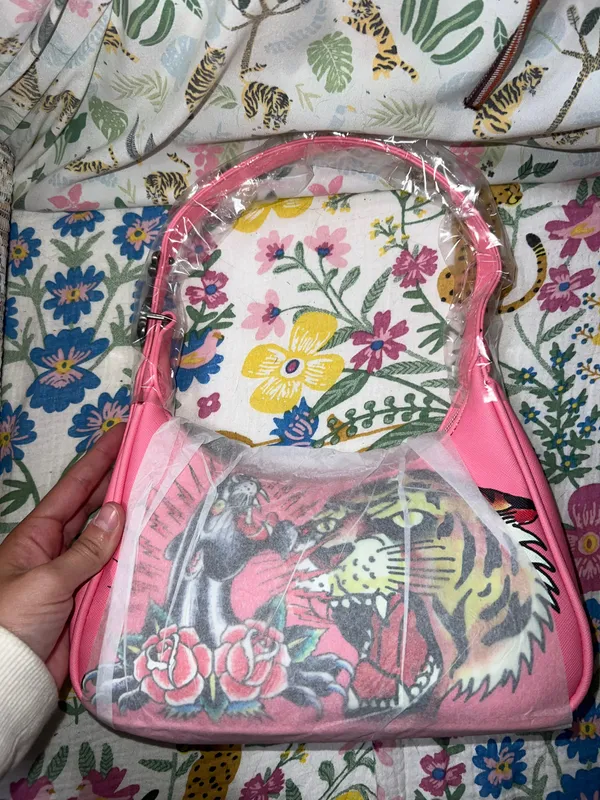 Ed Hardy x Siberia Hills Y2K Pink Purse Shoulder Bag Tiger - Image 5