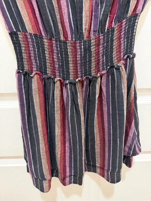 Rails Lucca Linen Blend Smocked Mini Dress Brava Multi-Color Stripe Size XS - Image 10