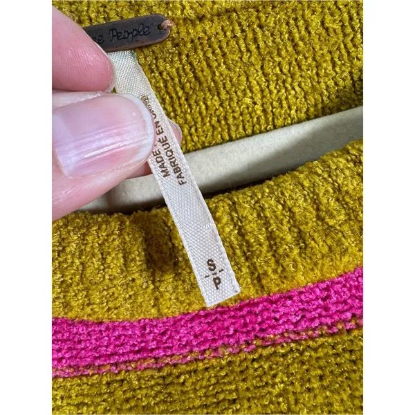 Free People Striped Green Pink Striped Oversized Sweater Womens S Boho Casual - Image 9