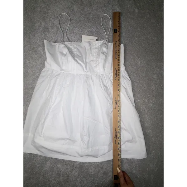 Anthropologie nwt maeve White Pintuck Smocked Babydoll Mini Dress Medium NWT Smocked - Image 10