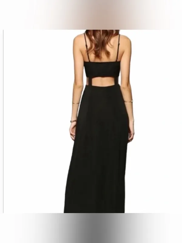 Black Cutout Maxi Dress with Spaghetti Straps Size 6 - Image 2