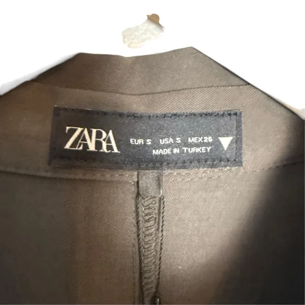 Zara Gray Dark Academia Blogger Box Pleated Drop Waist Belted Polo Mini Dress S - Image 5