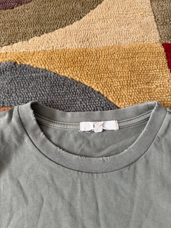 MAX Clothing Olive Green Distressed Tee Shirt Organic 100% Pima Cotton Size XS - Image 3