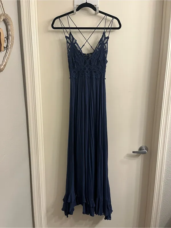 Free People Adella Navy Blue Maxi Dress XS - Image 3