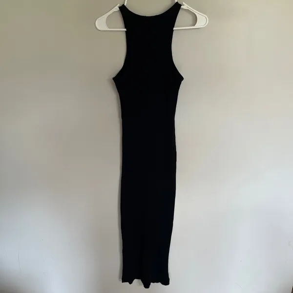Zara Black Ribbed Knit Mock‎ Neck Sleeveless Bodycon Midi Dress Size Small - Image 10