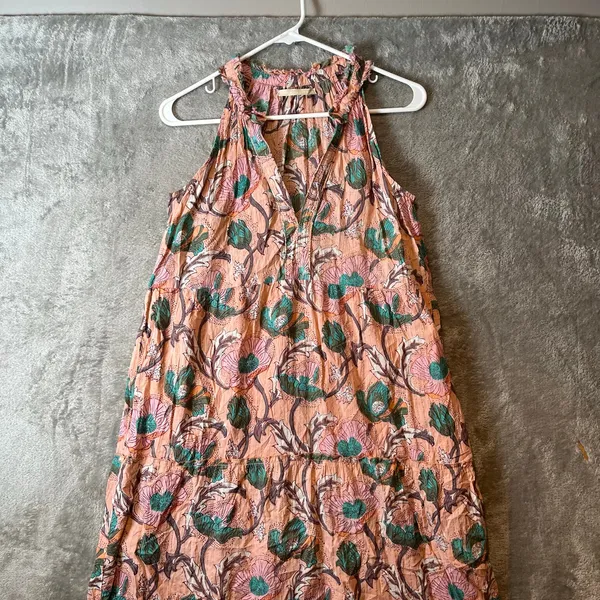 Lola Australia Sapphire 100% Cotton Tiered Maxi‎ Dress Size Small Floral Pink - Image 2