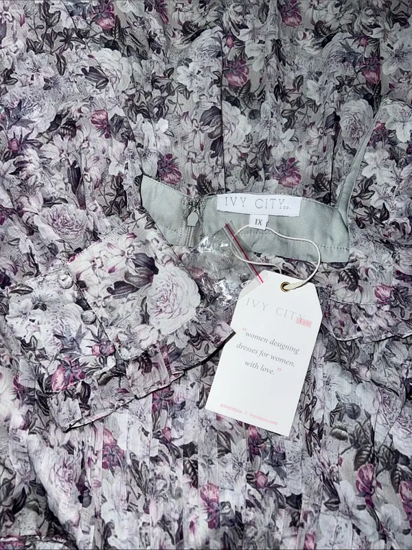 Ivy City Co Viola Floral Chiffon Ruffle Midi Dress Size 1X - Image 6
