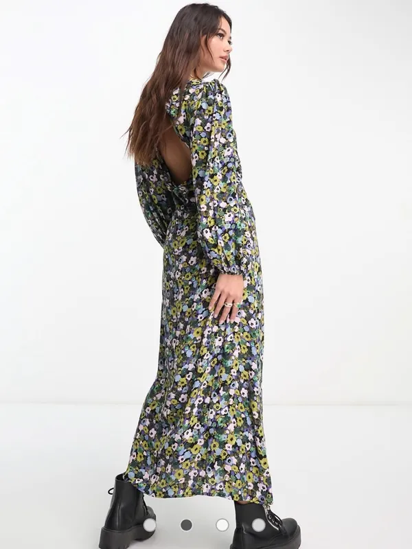 Nobody's Child Katie open back midi dress in ditsy floral size 8 - Image 2