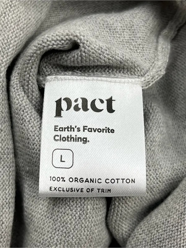 Pact Womens Grey Gray Lightweight‎ Pullover Sweater 100% Organic Cotton Large - Image 3