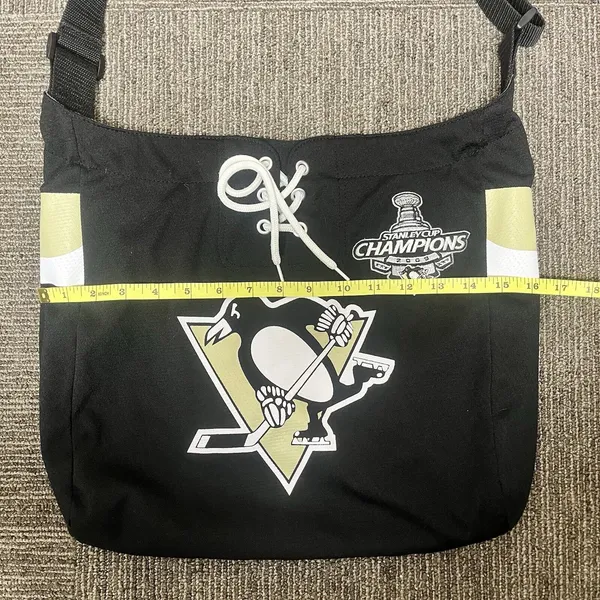 Pittsburgh Penguins Jersey Tote Bag- Black W/ Logo,Zipper Official NHL Product - Image 2