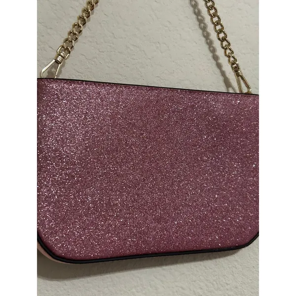 NEW Kate Spade Purse Glimmer Glitter Shoulder Bag Pink Sparkly Gold Chain Whimsy - Image 8