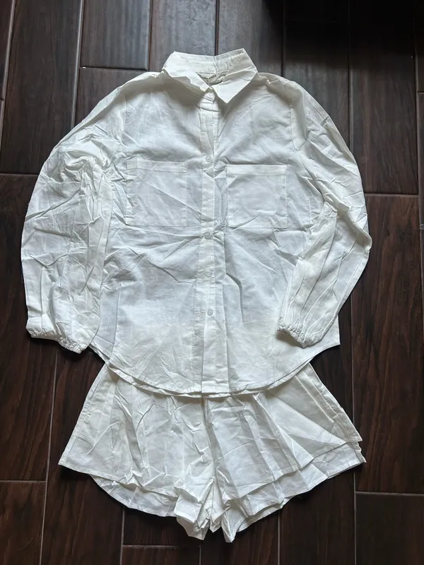 Commence Linen & Cotton White Aegean Two Piece Double Lined Shorts Set Size Small nwt - Image 6