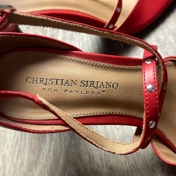 Christian Siriano Red Strappy Heels Size 9 - Image 4