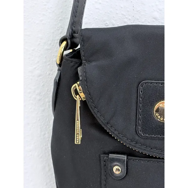 Marc Jacobs Crossbody Bag Black Nylon Leather Trim Gold Hardware OS - Image 3