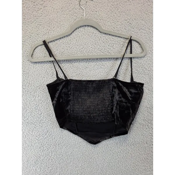 Meraki Black Velvet Style Rhinestone‎ Corset Crop Top Bustier Size M Feminine - Image 5
