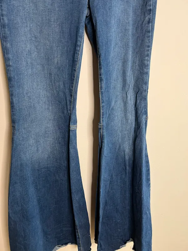Free People Just Float On Women’s Dark Acid Washed Wide Leg Denim Jeans - Image 2