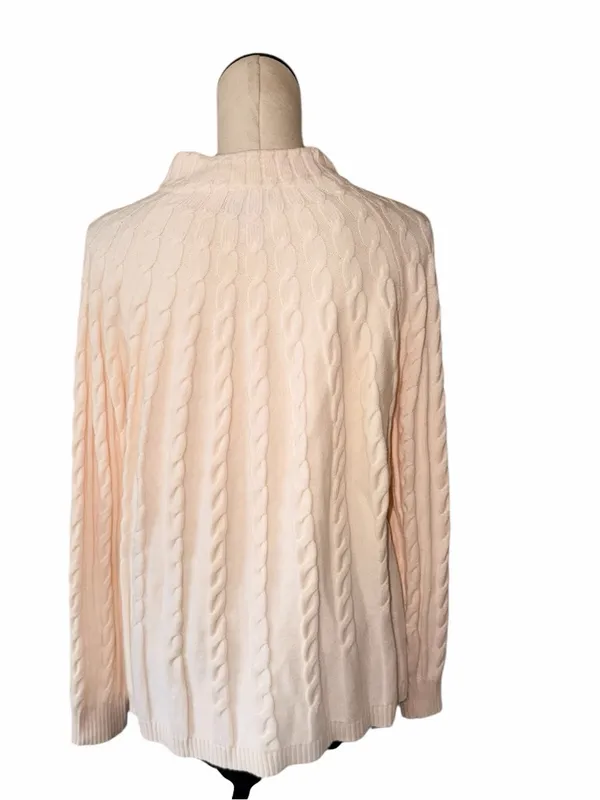 NWOT Chico's Luxe Cable Knit Sweater Super Soft Ivory Cashmere Blend US XL - Image 3