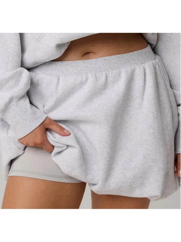 OFFLINE By Aerie Cloud Fleece Bubble Skorts Size XXL Light Heather Grey - Image 3