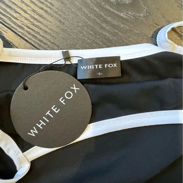 White Fox Black Maxi Dress White Straps - Image 4