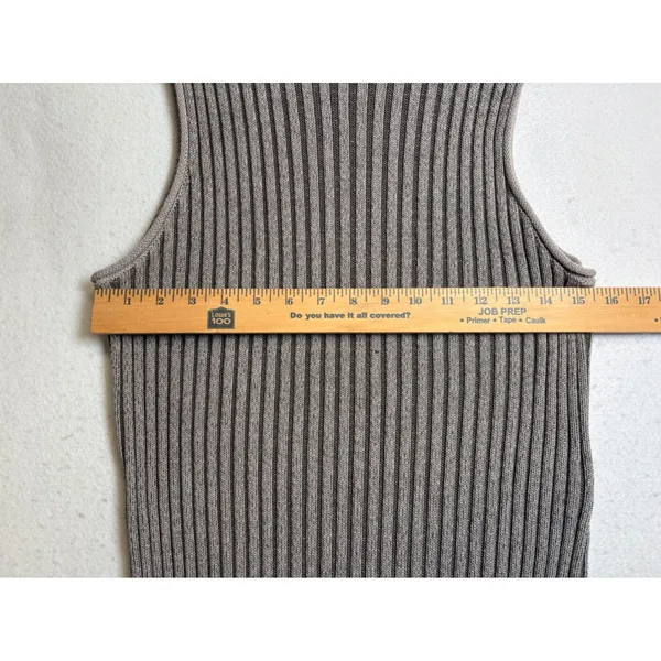 Rock & Republic Womens Mock Neck Ribbed Sleeveless Sweater Dress Gray Taupe L - Image 6