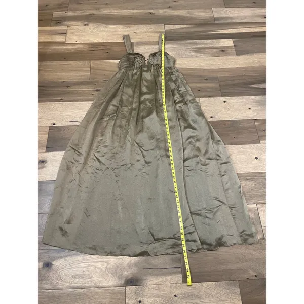 Vestique Satin Maxi Dress Size S Olive Green Keyhole Empire Waist New With Tag - Image 6
